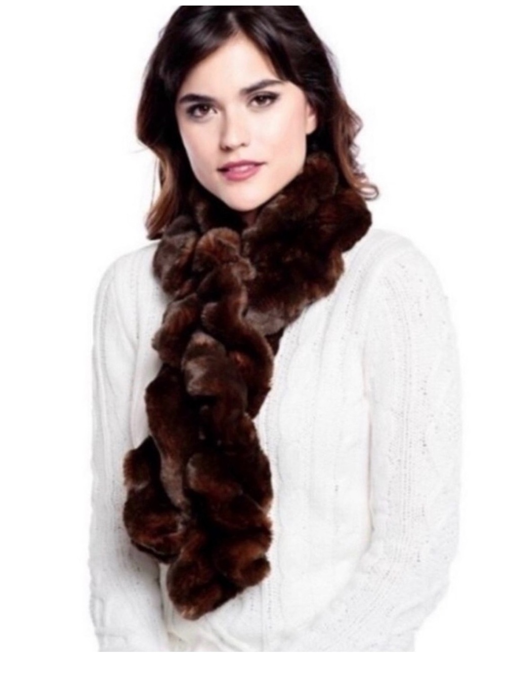 Fabulous Furs Dark Brown Faux Fur Scarf